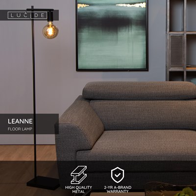 Lucide LEANNE - Floor lamp - 1xE27 - Black